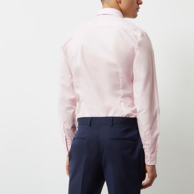 Pink poplin shirt with navy spotted tie